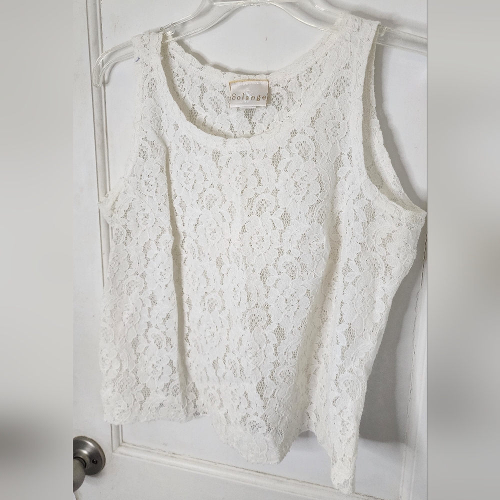 Solange Cream Lace Cropped Tank